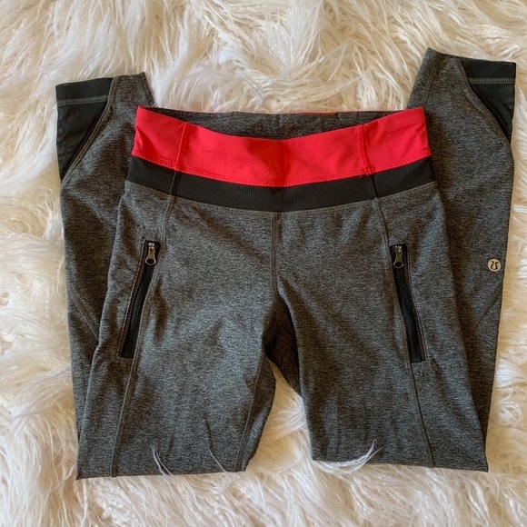 🔸 Lululemon - Grey/Pink Leggings - Picture 1 of 3